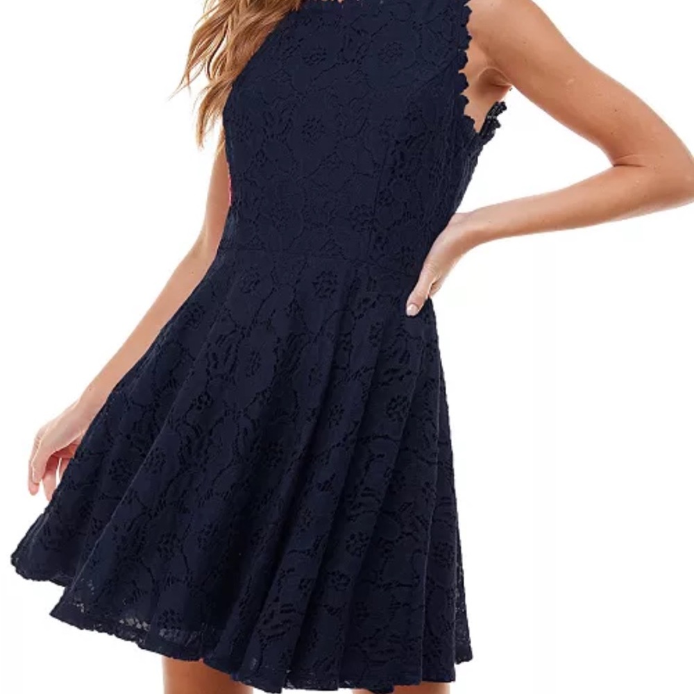 Juniors' Lace Fit & Flare Dress